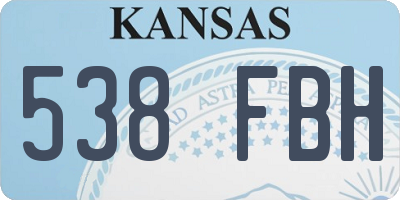 KS license plate 538FBH