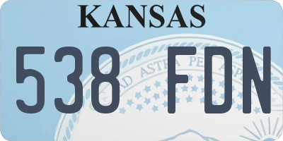 KS license plate 538FDN