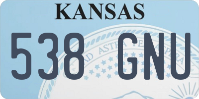 KS license plate 538GNU