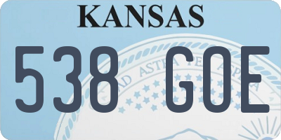 KS license plate 538GOE