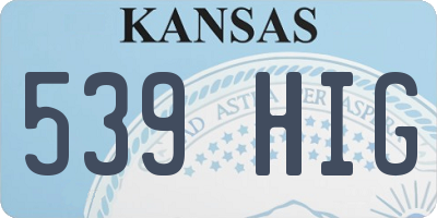 KS license plate 539HIG