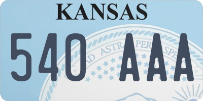 KS license plate 540AAA