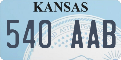 KS license plate 540AAB