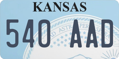 KS license plate 540AAD