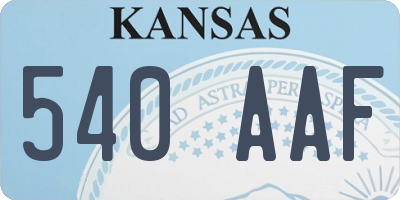 KS license plate 540AAF