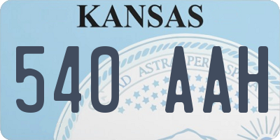 KS license plate 540AAH