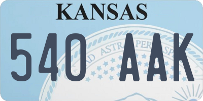 KS license plate 540AAK
