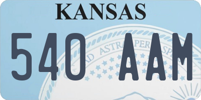 KS license plate 540AAM