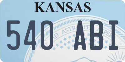 KS license plate 540ABI