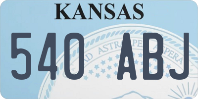 KS license plate 540ABJ