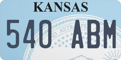KS license plate 540ABM