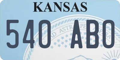 KS license plate 540ABO