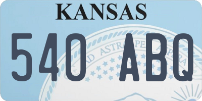 KS license plate 540ABQ