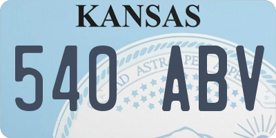KS license plate 540ABV
