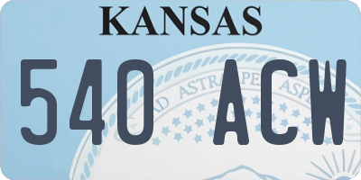KS license plate 540ACW