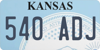 KS license plate 540ADJ