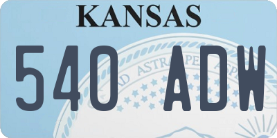 KS license plate 540ADW
