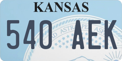 KS license plate 540AEK