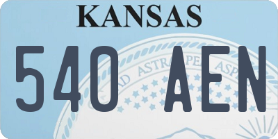 KS license plate 540AEN