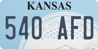 KS license plate 540AFD