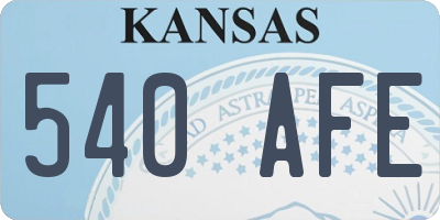 KS license plate 540AFE