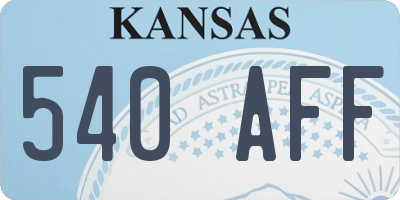 KS license plate 540AFF