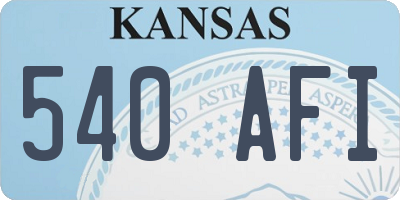KS license plate 540AFI