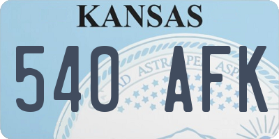 KS license plate 540AFK