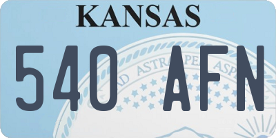 KS license plate 540AFN