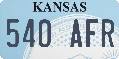 KS license plate 540AFR