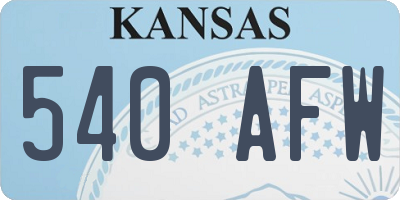 KS license plate 540AFW
