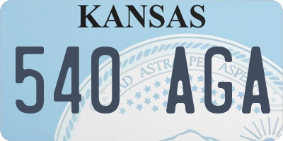 KS license plate 540AGA
