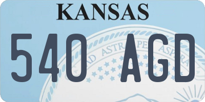 KS license plate 540AGD