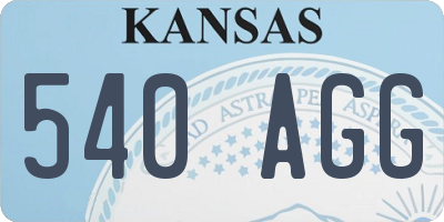 KS license plate 540AGG