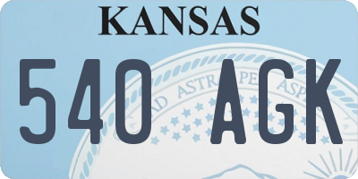 KS license plate 540AGK