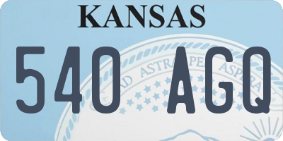 KS license plate 540AGQ