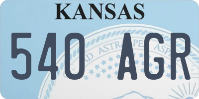 KS license plate 540AGR