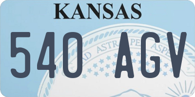 KS license plate 540AGV