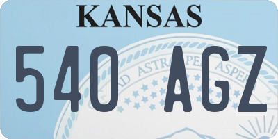 KS license plate 540AGZ