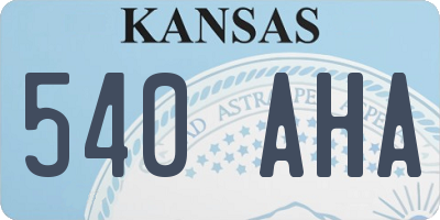 KS license plate 540AHA