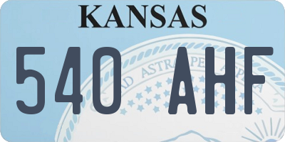 KS license plate 540AHF