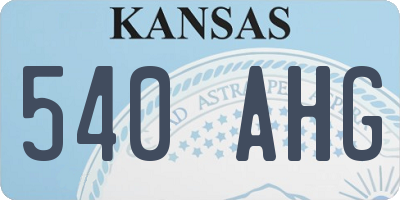 KS license plate 540AHG