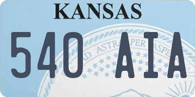 KS license plate 540AIA