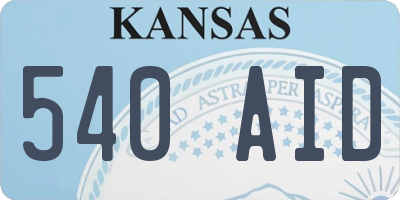 KS license plate 540AID