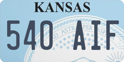 KS license plate 540AIF