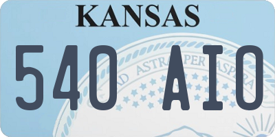 KS license plate 540AIO