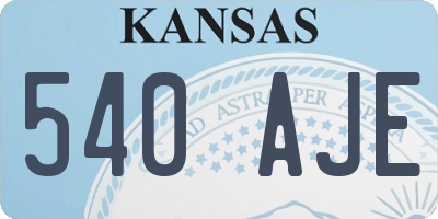 KS license plate 540AJE