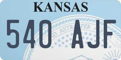 KS license plate 540AJF