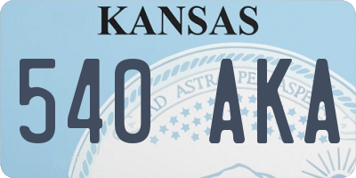 KS license plate 540AKA