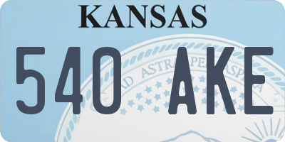 KS license plate 540AKE